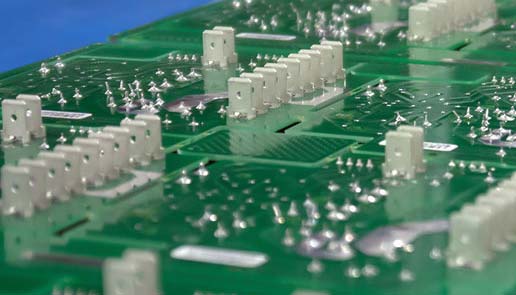 Closeup of a printed circuit board